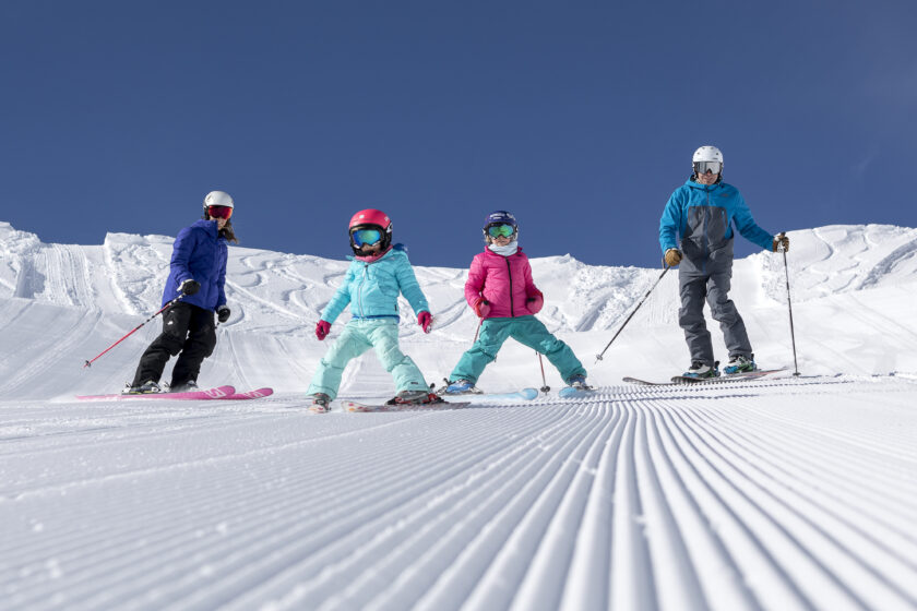 family skiing at palisades tahoe